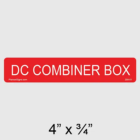 208-01 DC Combiner Box Label