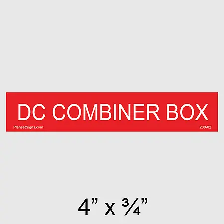 208-02 DC Combiner Box Placard