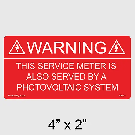 209-01 Service Meter Served by a Photovoltaic System Label