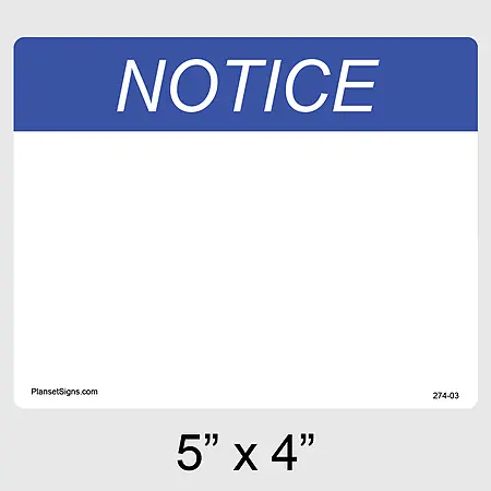274-03 Notice Custom Label