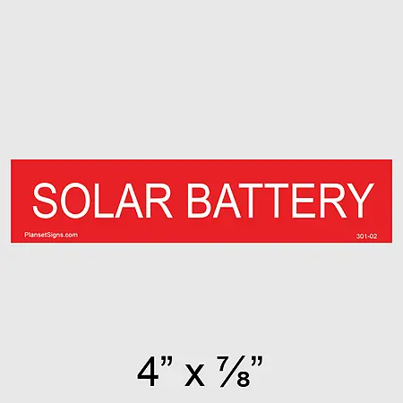 301-02 Solar Battery Placard