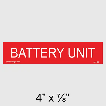 302-02 Battery Unit Placard