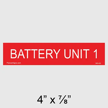 303-02 Battery Unit 1 Placard