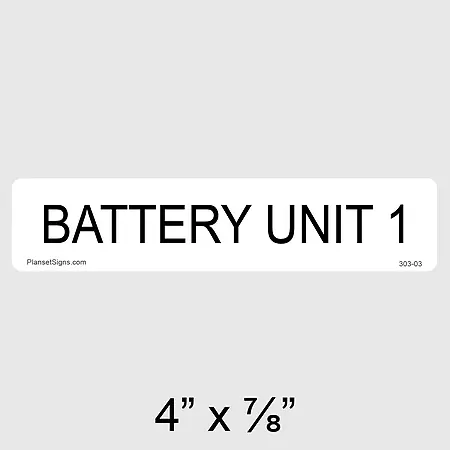 303-03 Battery Unit 1 Label
