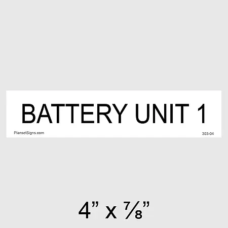 303-04 Battery Unit 1 Placard