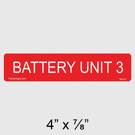 305-01 Battery Unit 3 Label