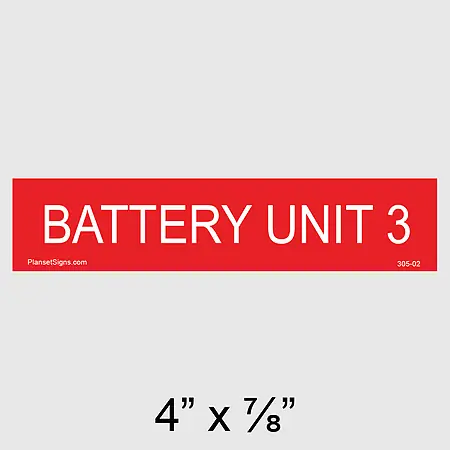 305-02 Battery Unit 3 Placard