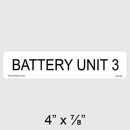 305-03 Battery Unit 3 Label