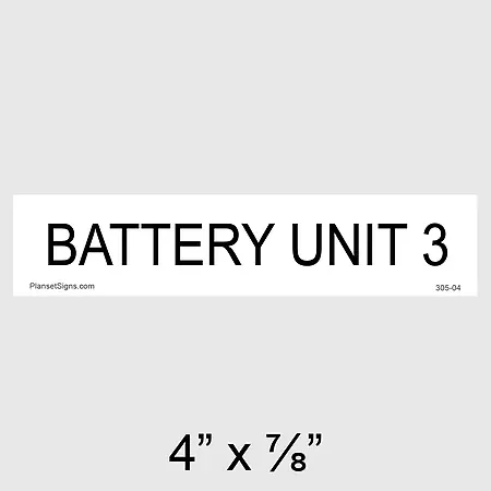 305-04 Battery Unit 3 Placard