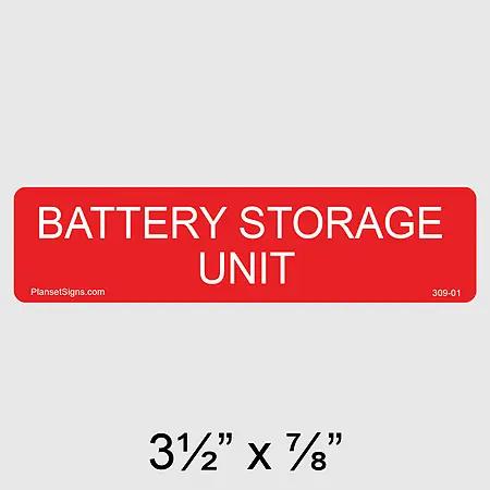 309-01 Battery Storage Unit Label