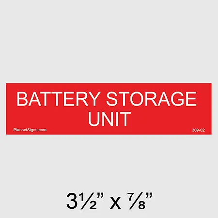 309-02 Battery Storage Unit Placard