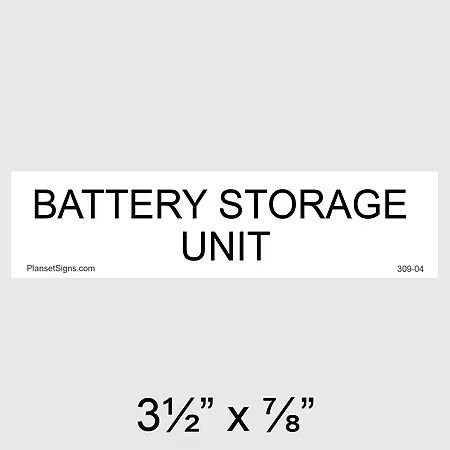 309-04 Battery Storage Unit Placard
