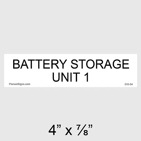 310-04 Battery Storage Unit 1 Placard