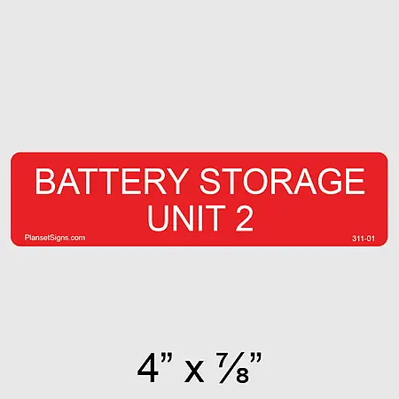 311-01 Battery Storage Unit 2 Label