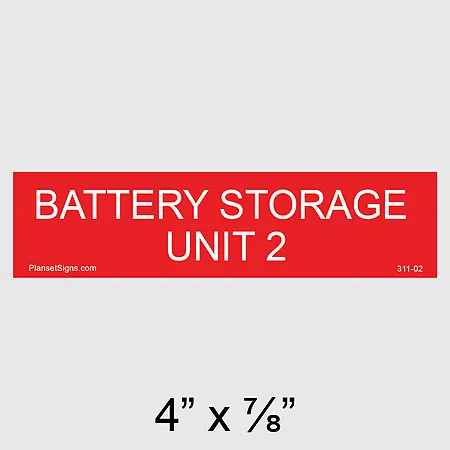 311-02 Battery Storage Unit 2 Placard
