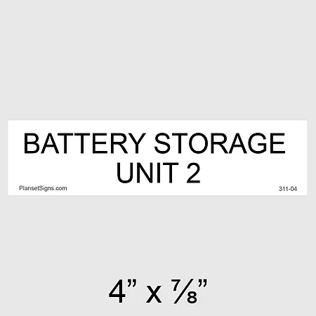 311-04 Battery Storage Unit 2 Placard