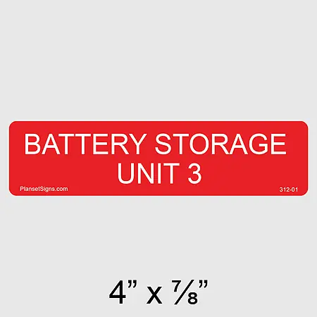 312-01 Battery Storage Unit 3 Label