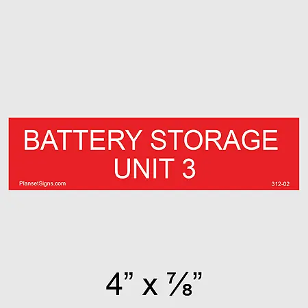 312-02 Battery Storage Unit 3 Placard