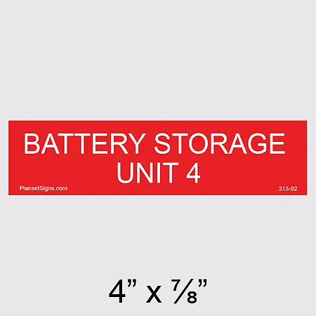 313-02 Battery Storage Unit 4 Placard