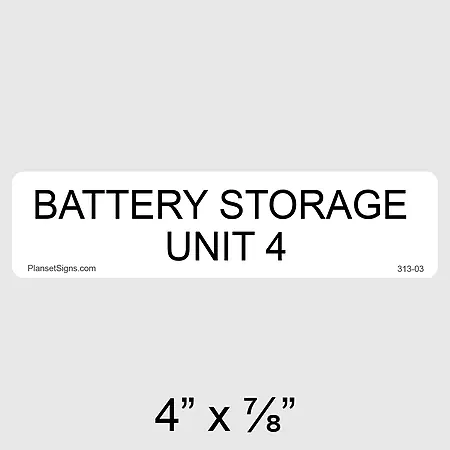 313-03 Battery Storage Unit 4 Label