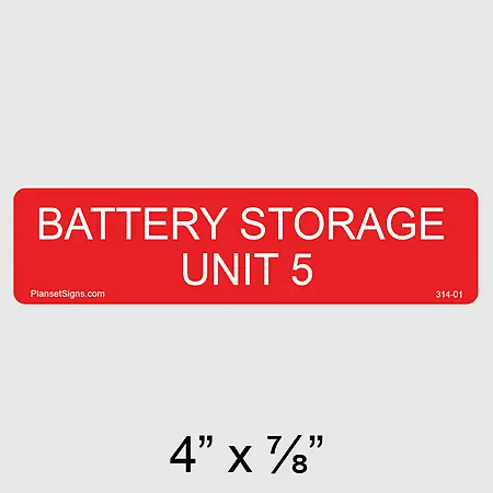 314-01 Battery Storage Unit 5 Label