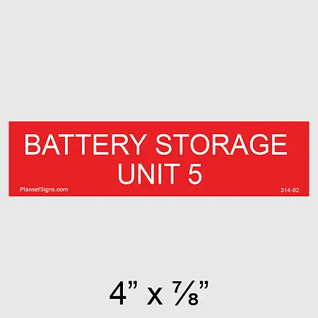 314-02 Battery Storage Unit 5 Placard