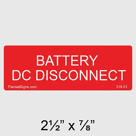 318-01 Battery DC Disconnect Label