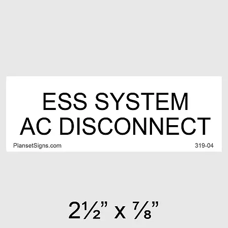 319-04 ESS System AC Disconnect Placard