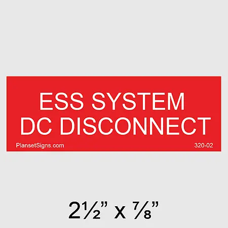 320-02 ESS System DC Disconnect Placard