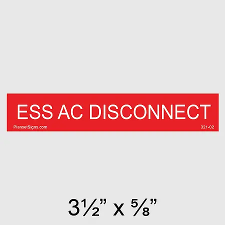 321-02 ESS AC Disconnect Placard