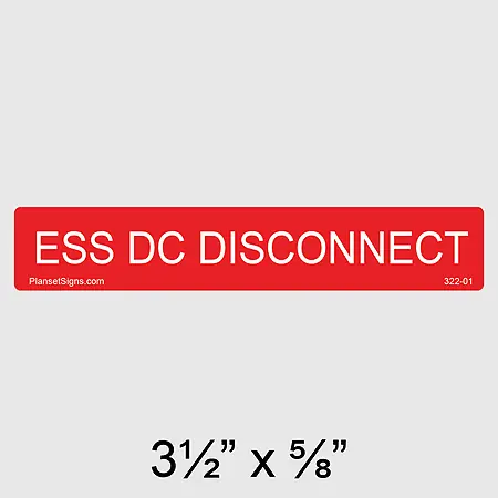 322-01 ESS DC Disconnect Label