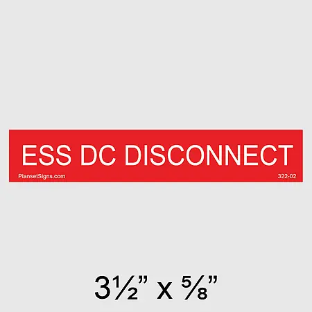 322-02 ESS DC Disconnect Placard