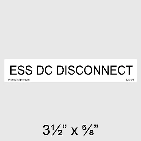 322-03 ESS DC Disconnect Label