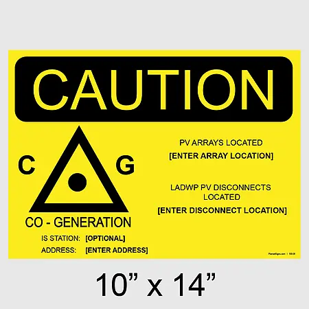 500-06 LADWP, Co-Generation - 14 X 11 Placard