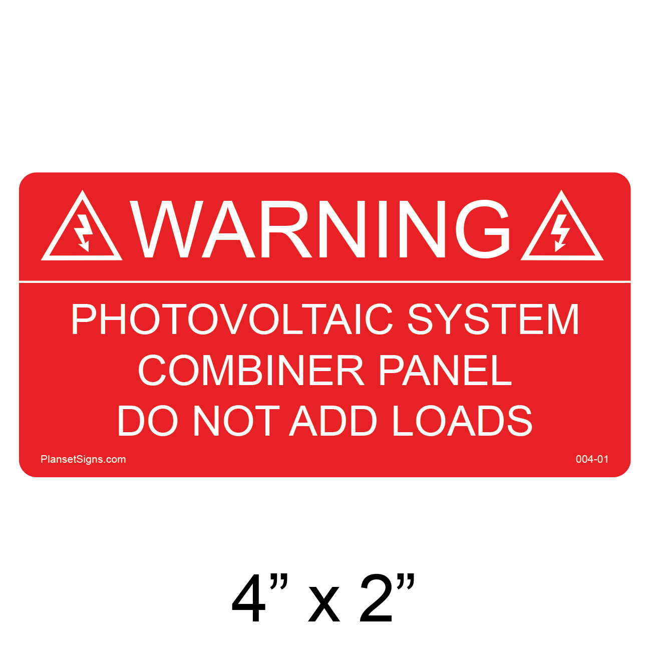 004-01 Solar Combiner Panel Label