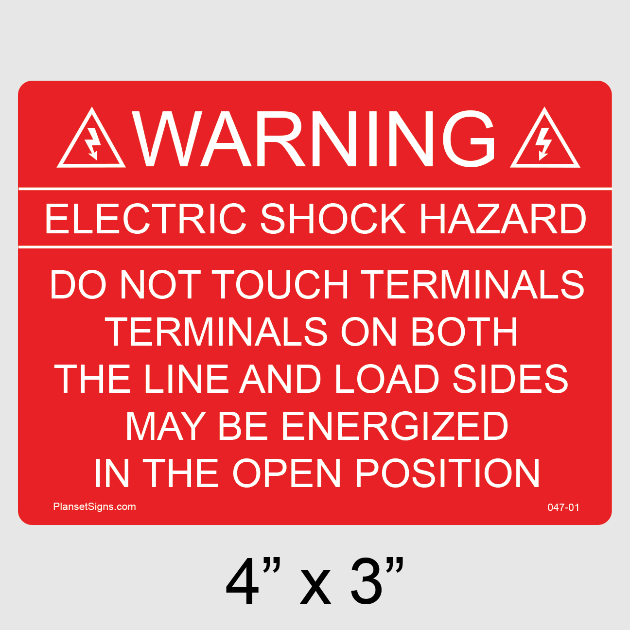 047-01 Solar Warning Label