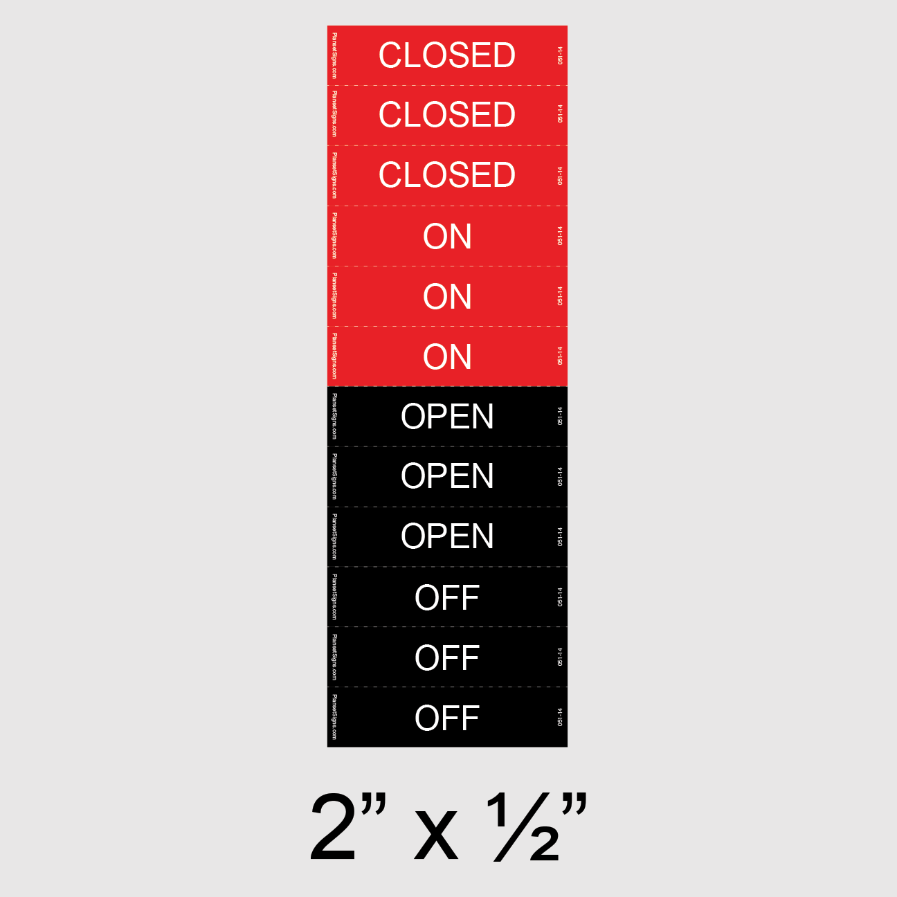 051-12 On, Closed, Off, Open Labels