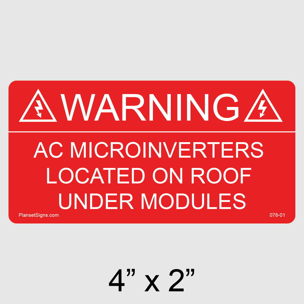 078-01 Solar Warning Label