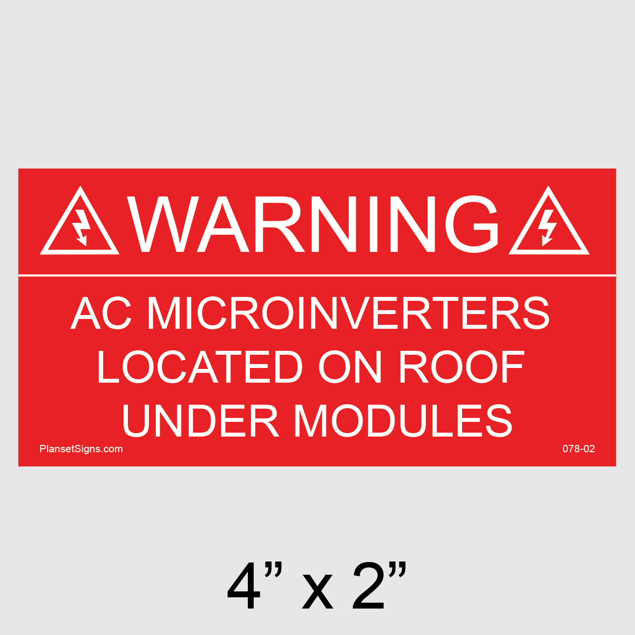 078-02 Solar Warning Placard