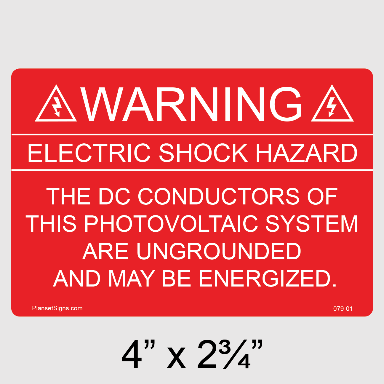 079-01 Solar Warning Label