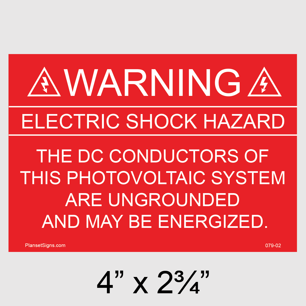 079-02 Solar Warning Placard