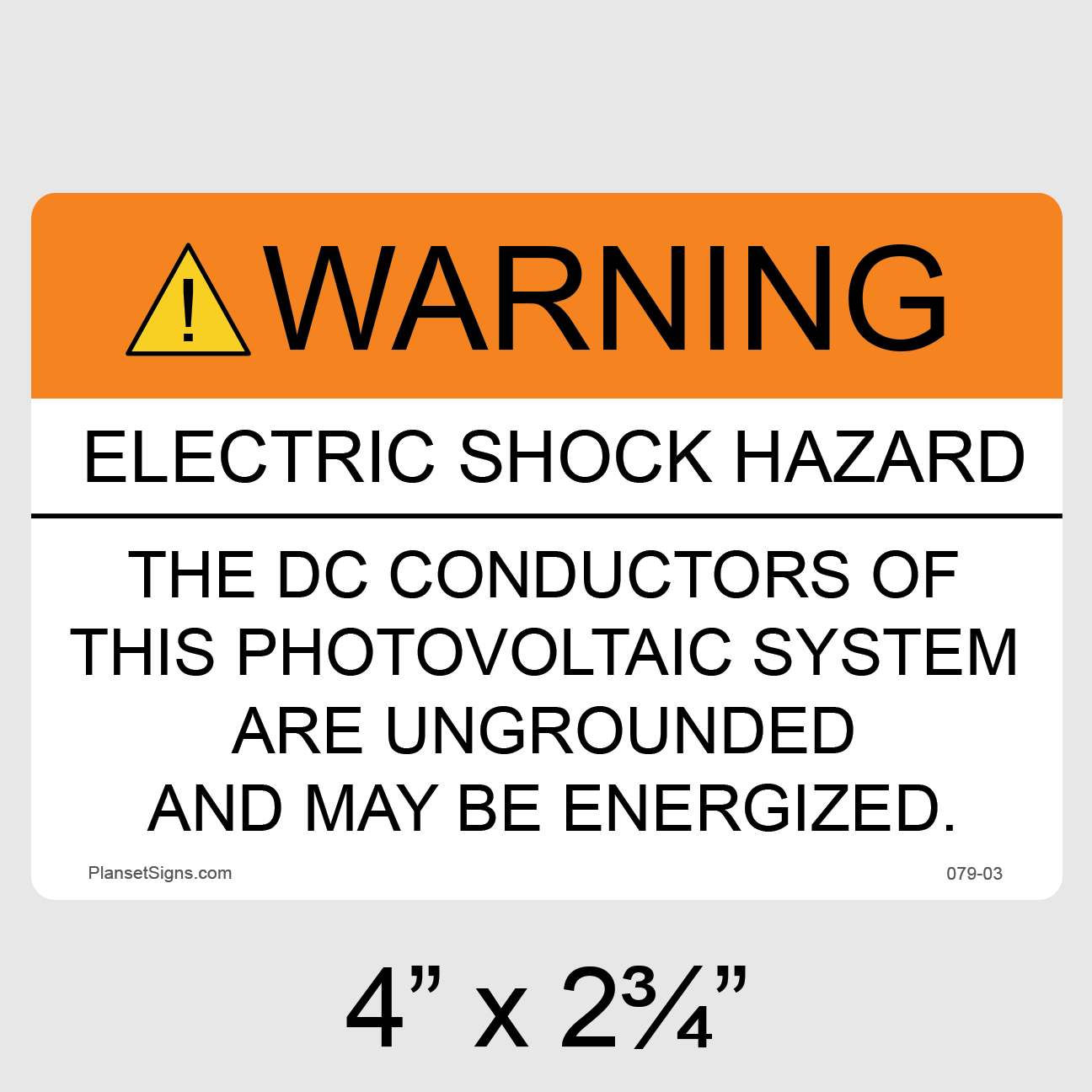 079-03 Solar Warning Label