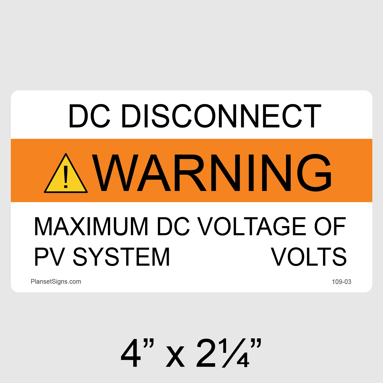 109-03 DC Combiner Box  Label