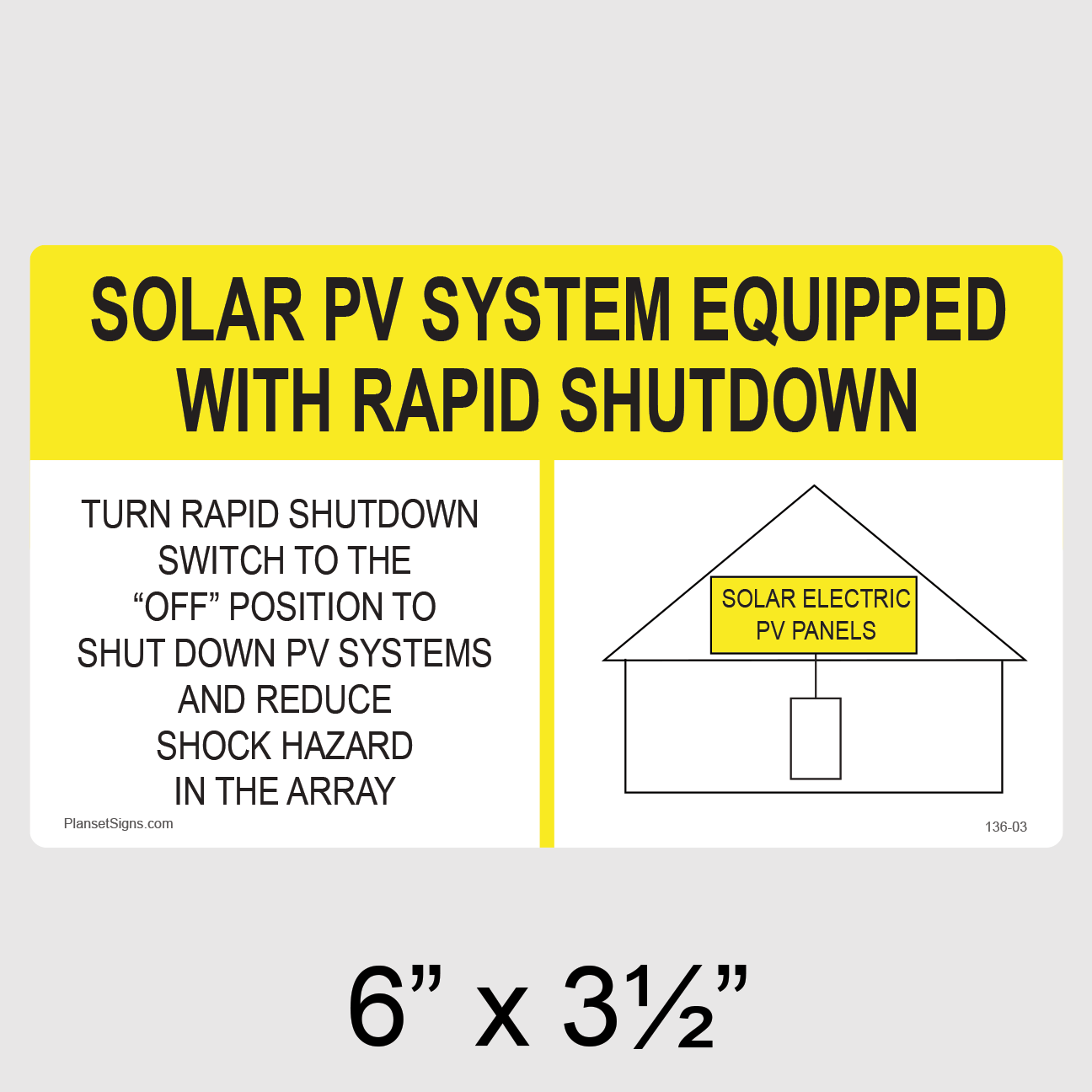 136-03 PV Rapid Shutdown Label