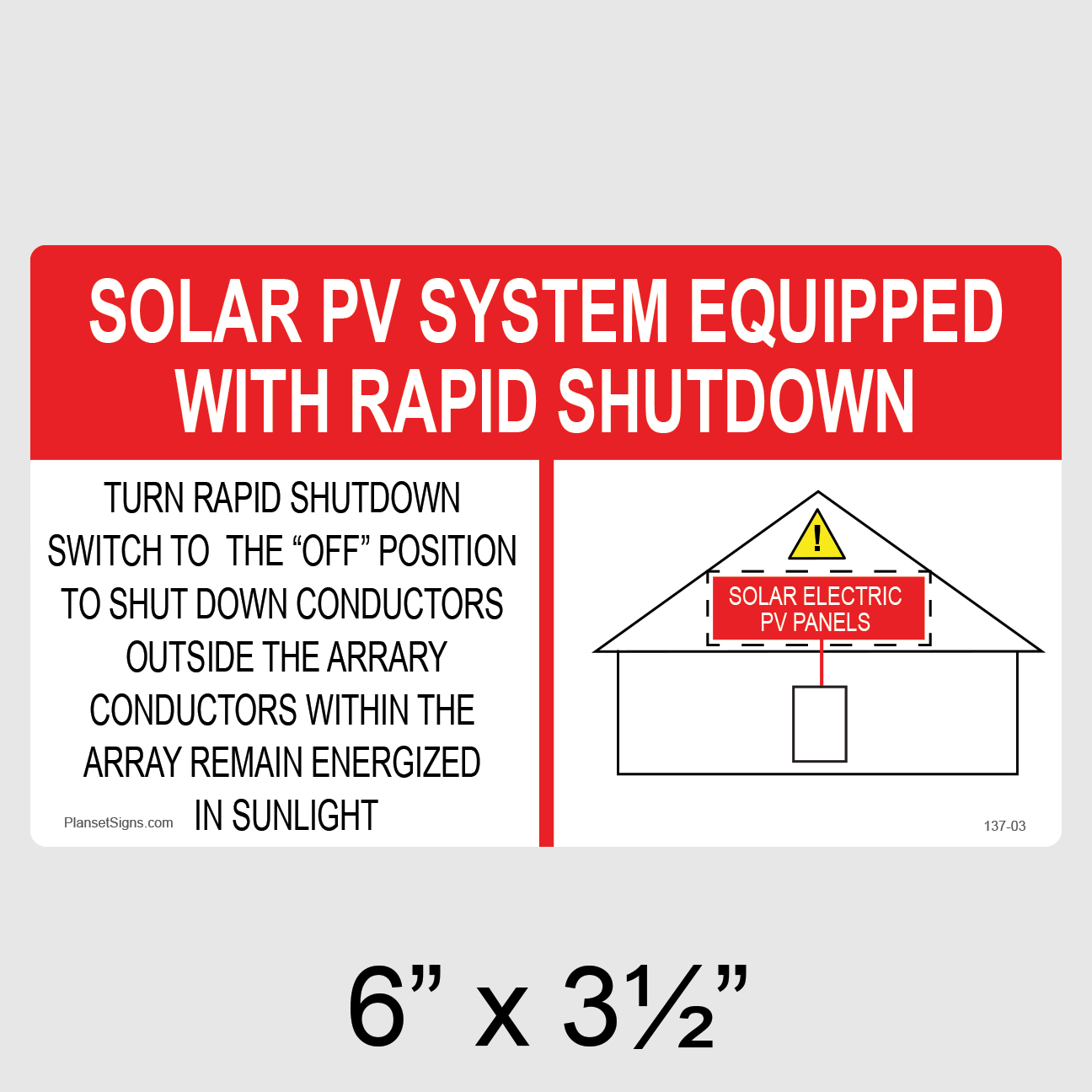 137-03 PV Rapid Shutdown Label