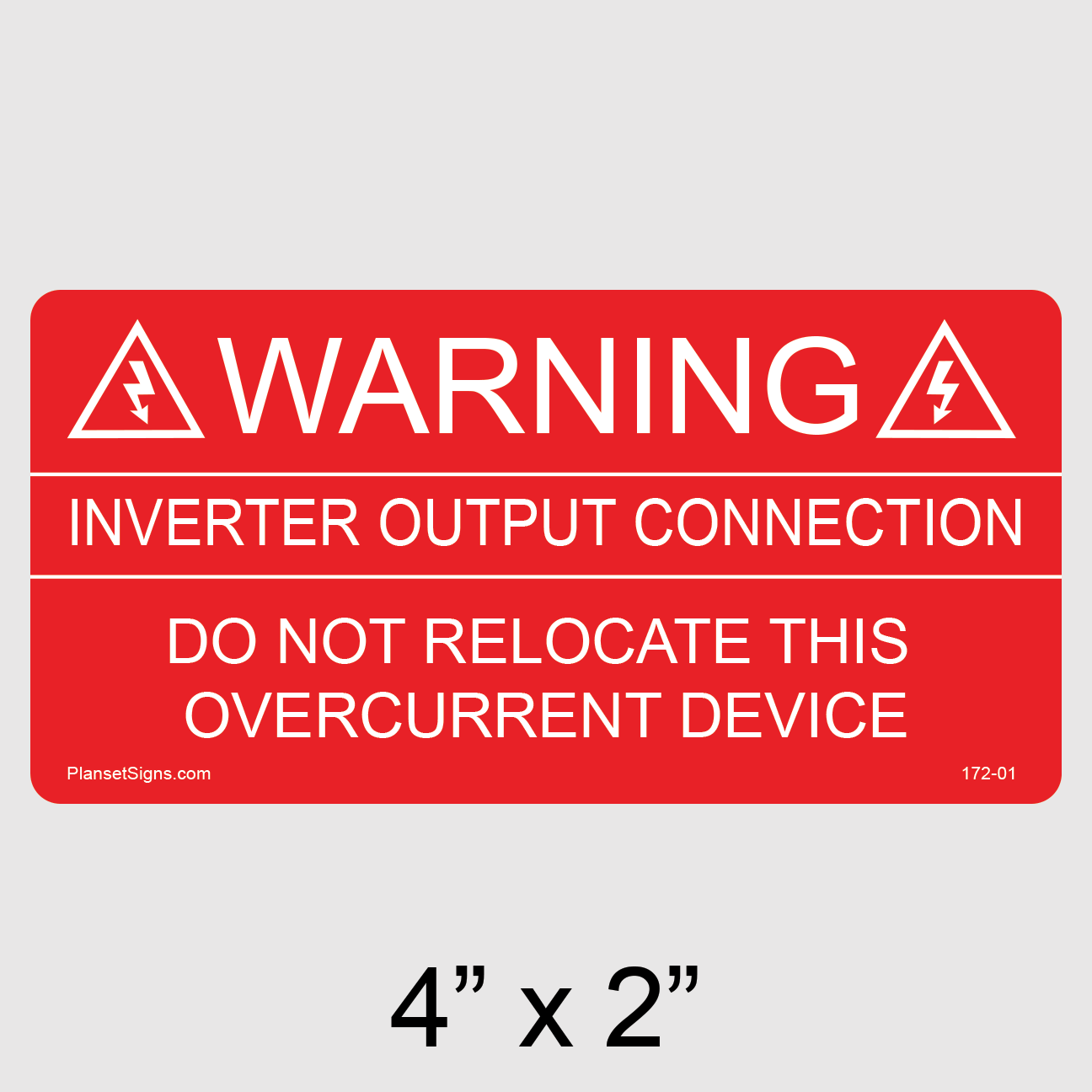 172-01 Inverter Output Connection Label