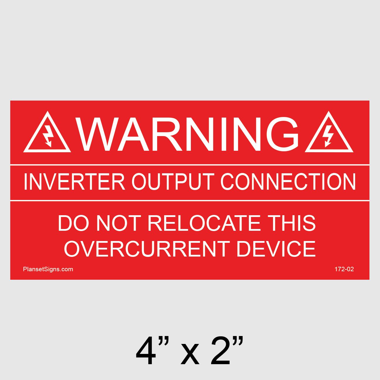 172-02 Inverter Output Connection Placard