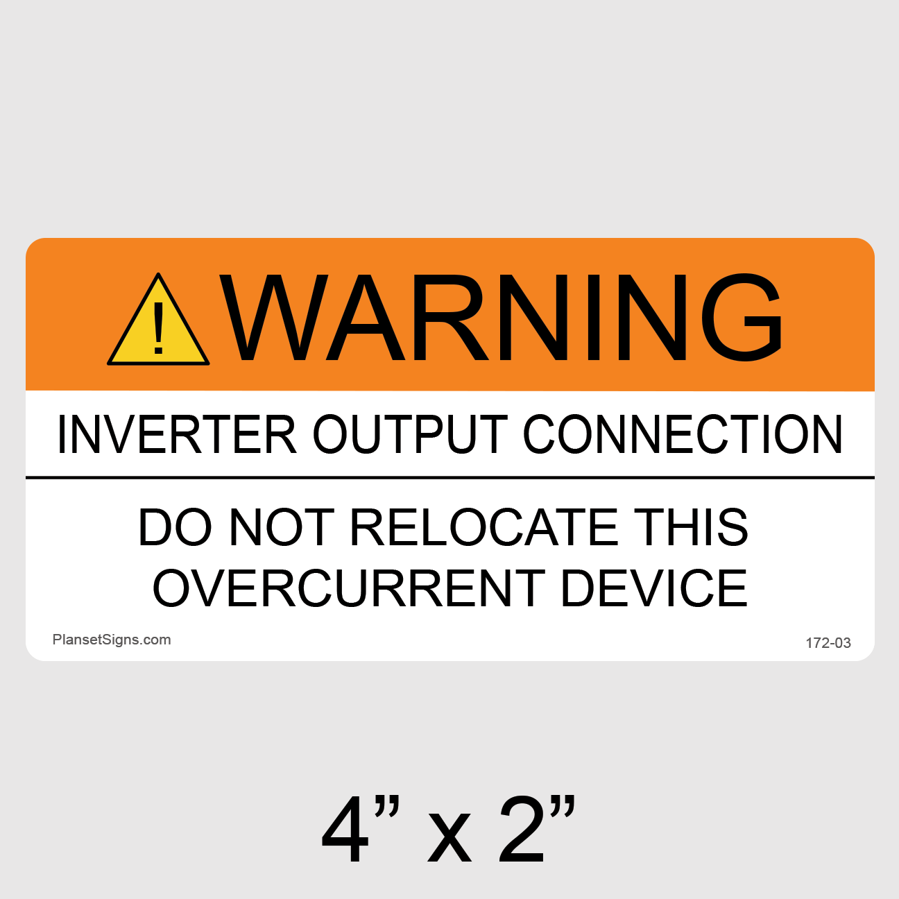 172-03 Inverter Output Connection Label