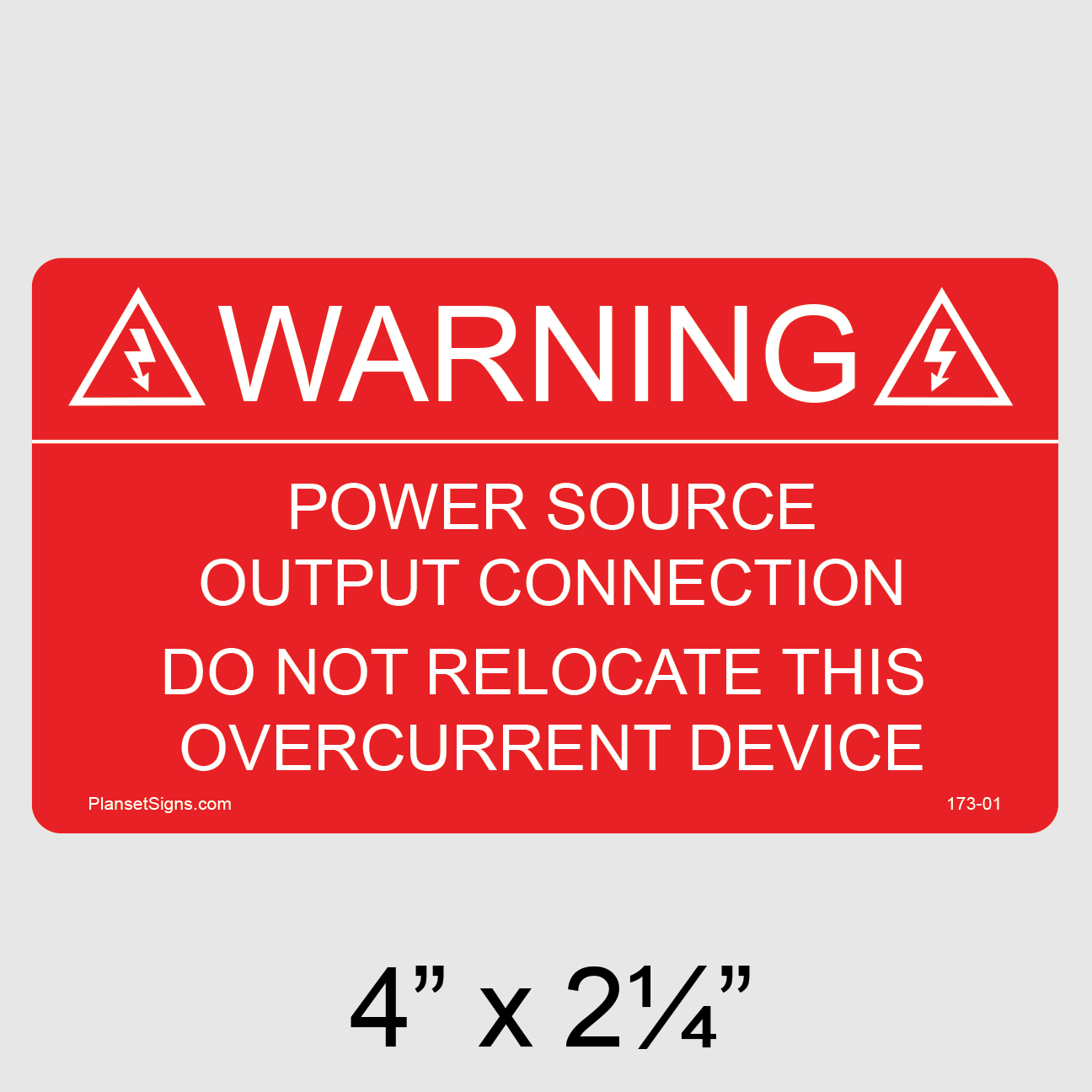 173-01 Power Source Output Connection Label