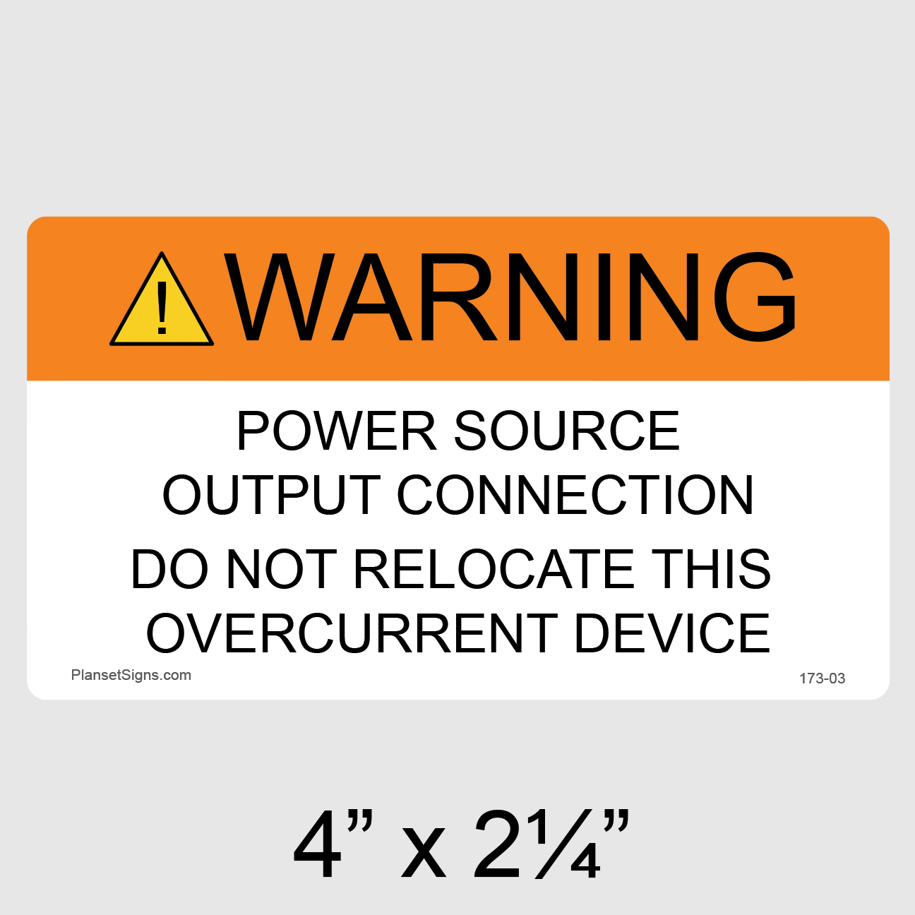 173-03 Power Source Output Connection Label